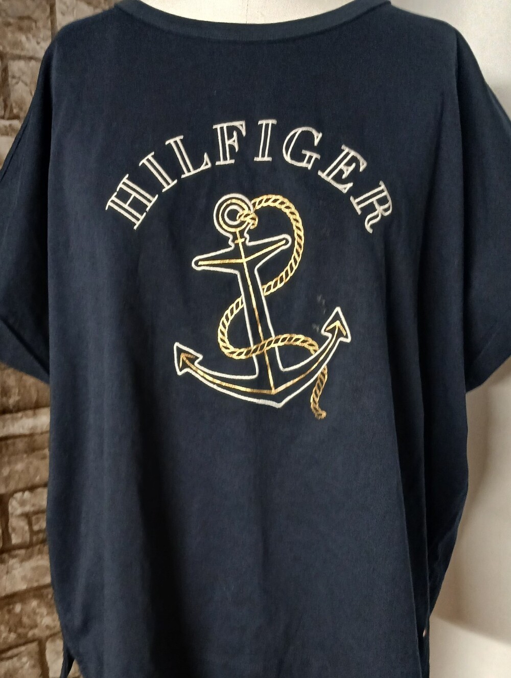 Tommy Hilfiger Navy Dark Blue Anchor Graphic Print Women's Top